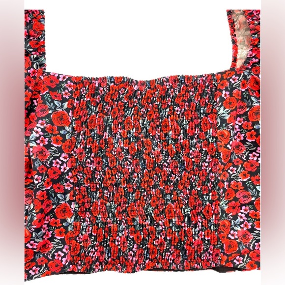 Zara puff sleeve floral blouse top roses ruched elastic Size M - Picture 11 of 15